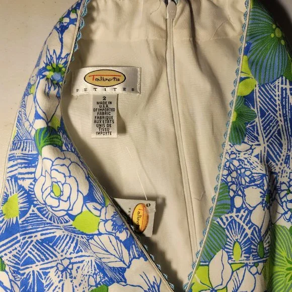 Talbots Maggy London Sleeveless Dress NWT 2 Petite Blue / Green - Picture 6 of 6